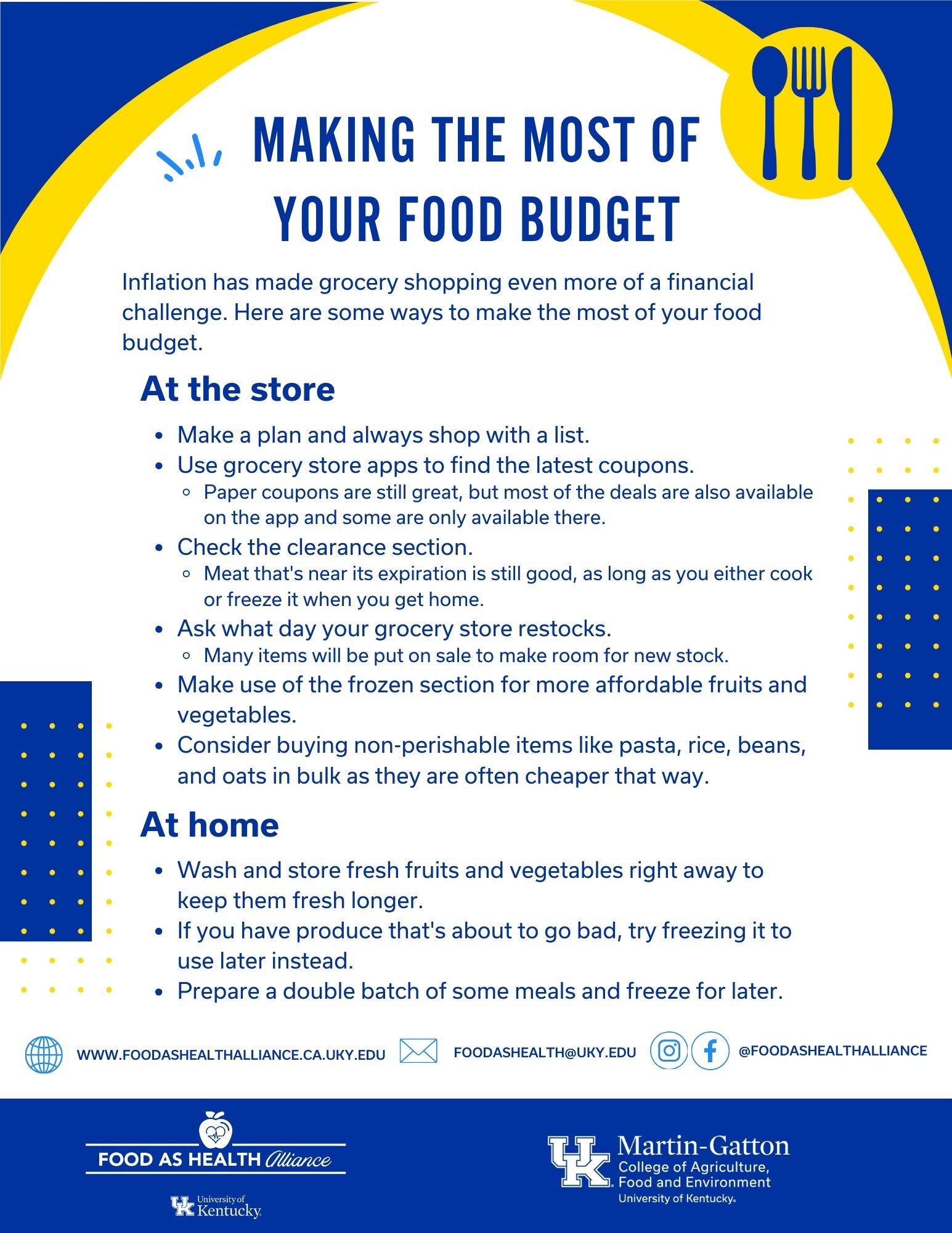 picture of handout about Making the most of your food budget