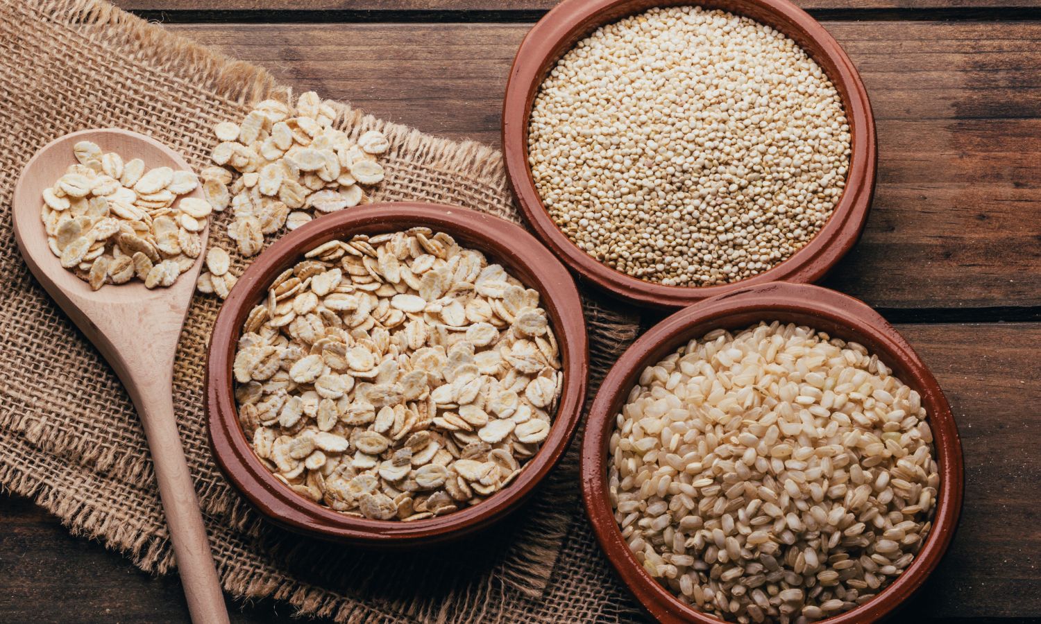 Rice, oats and quinoa
